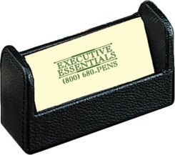 Leather business card holder desk accessories - black