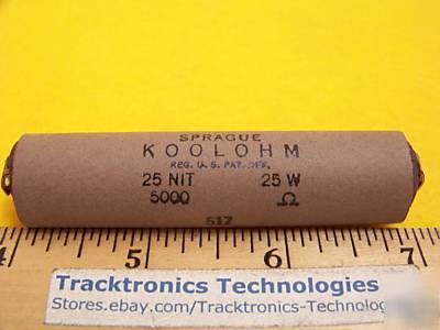 New 1 sprague koolohm 5K-ohm 25W ceramic power 25NIT 