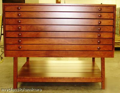 New cherry flat file map atlas blueprint cabinet stand 