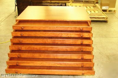 New cherry flat file map atlas blueprint cabinet stand 