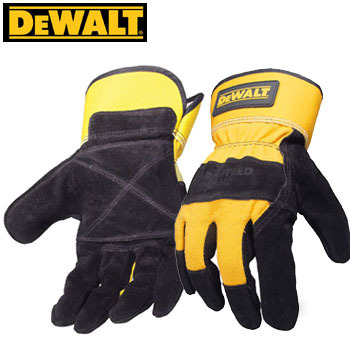 Dewalt split cowhide leather palm glove: size large 