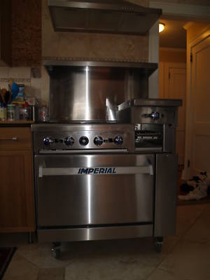 36'' 4BURNER /12'' raised griddle/broiler range oven