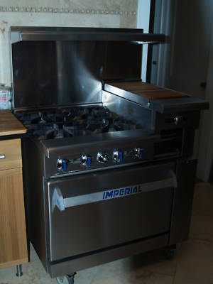 36'' 4BURNER /12'' raised griddle/broiler range oven