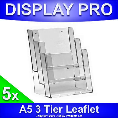 5 x A5 3 bay leaflet holder flyer catalogue displays