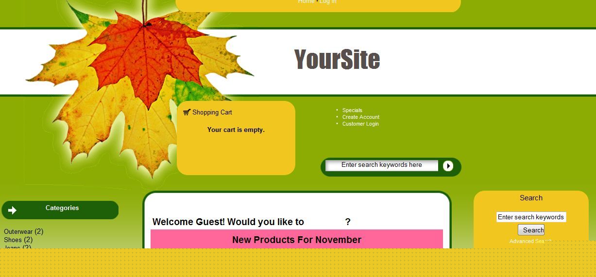 Autumnal zen cart webstore/website & 1 years hosting