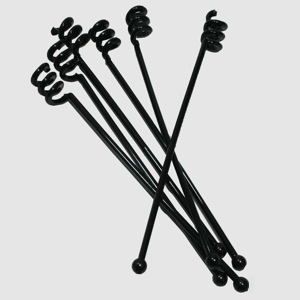 Black cocktail swirl swizzle stick stirrers pub bar