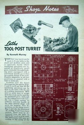 Four-way metal lathe turret 1946 how-to build plans