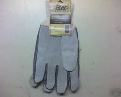 New rugged wear leather palm work gloves men's large - 