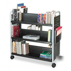 Safco scoot twosided 6SHELF steel book cart