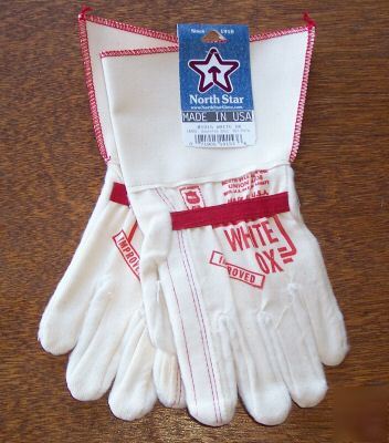 White ox gauntlet work gloves #1015 large 12 pair 1 doz