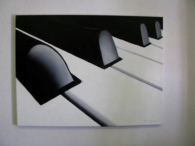 The piano art oil painting music black white max cate