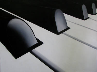 The piano art oil painting music black white max cate