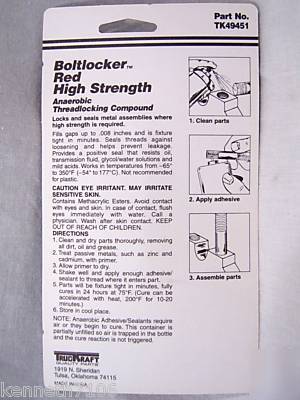 Thread lock boltlocker red high strength locking 2 nip