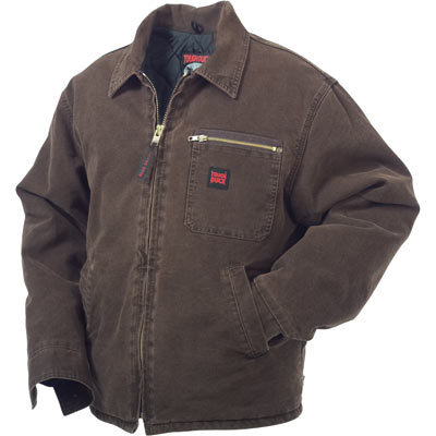 Tough duck washed chore jacket - x-l, chestnut