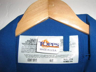 Nomex iiia topps fr coveralls unlined 44-r CO07 royal