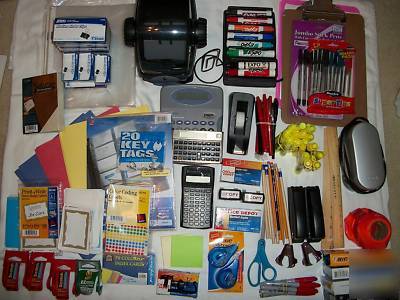 Lot of office supplies rolodex sharpie storage caddy 