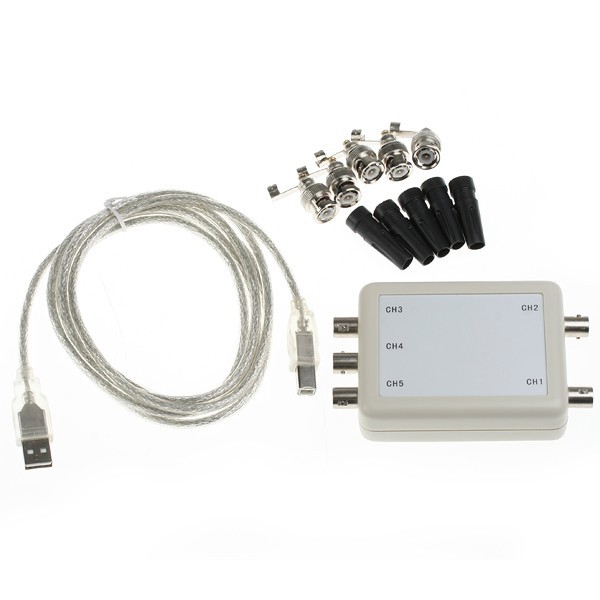 New 5 channel portable pc usb 2.0 oscilloscope cd 