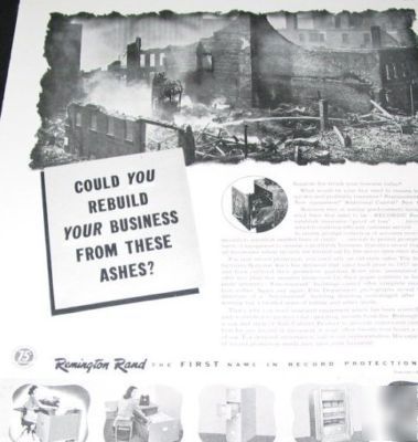 Remington rand safe-file records storage -3 1950S ads