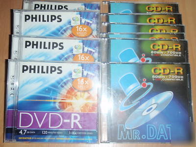 4 blank phillips -r dvds + 6 blank mr data -r cds