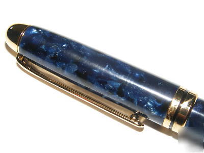 #8 unique handmade crushed velvet large pen - dark blue