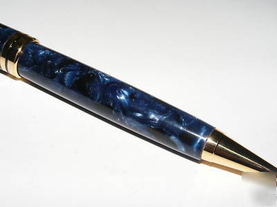 #8 unique handmade crushed velvet large pen - dark blue