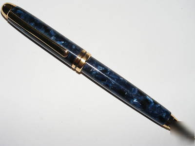 #8 unique handmade crushed velvet large pen - dark blue