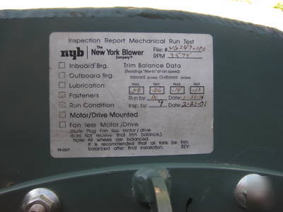 New york pressure blower 1910-inv, 10HP & abb controls