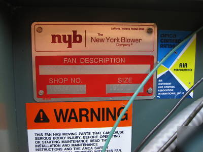 New york pressure blower 1910-inv, 10HP & abb controls