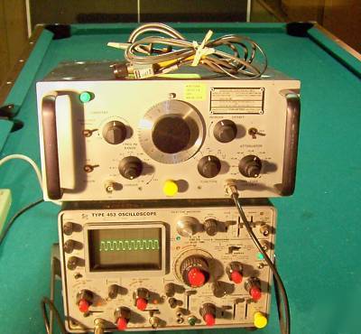 Tektronix 453 oscilloscope,probe & wavetek 1146/u gen.