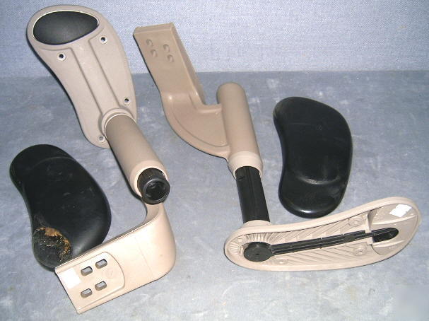 2 adjustable office chair armrests w/ damaged padding