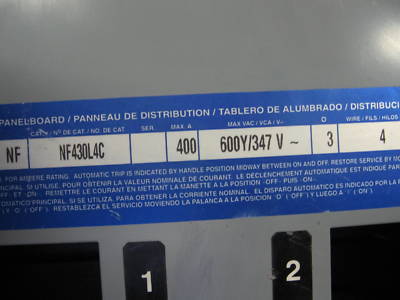 Square d nf panel 400 amp 600V main lug nema 1 NF430L4C