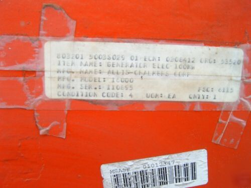  nasa backup generator allis chalmers diesel 100KW 