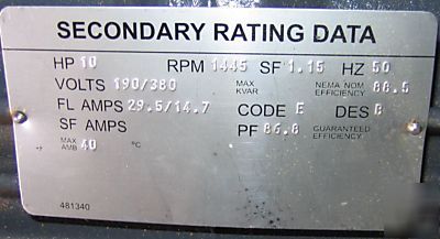 Emerson 10 hp cooling tower duty 230/460 1760RPM FR215T