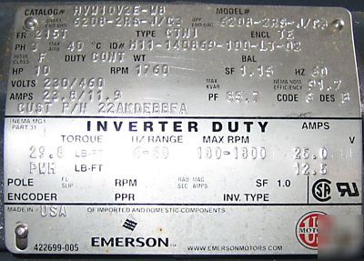 Emerson 10 hp cooling tower duty 230/460 1760RPM FR215T