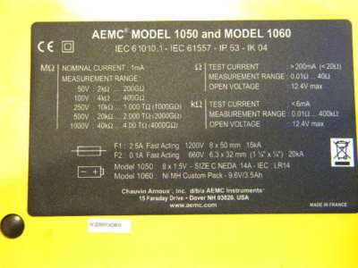 Aemc 1060 megger, insulation resistance, megohmmeter