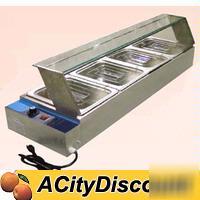 Fma stainless 4 well electric bain marie food warmer