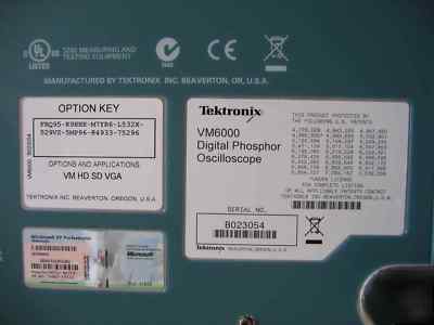 Tektronix VM6000 video measurement test set w/ options