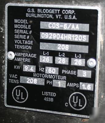 Blodgett electric combi-oven steamer cos-6/aa w stand 