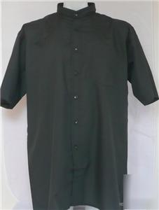 New black grandad collar s/sleeve shirt waiter bar 17.5