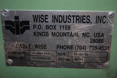 Wise industries model W001 rotating parts machine 575V