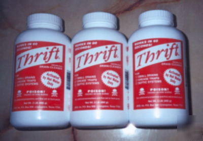 3 ea. 2 lb. bottles of thrift 60 seconds drain cleaner