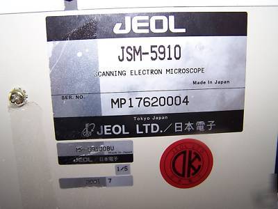 Jeol JSM5910 scanning electron microscope