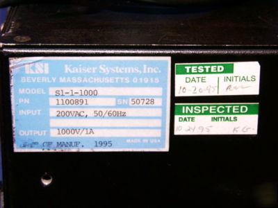 Kaiser ksi high voltage power supply +1 kv 1A S1-1-1000
