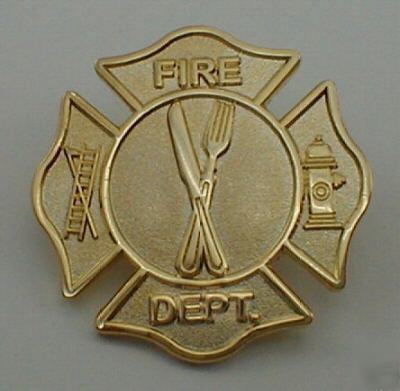 Knife fork fire dept pin fd pin cook pin chef pin