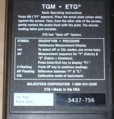 Majestech tqm-etg electronic thickness gauge guage gage