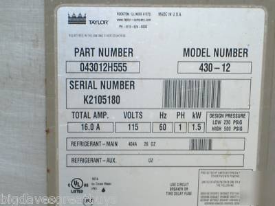 Taylor 430-12 frozen beverage freezers, single flavor 