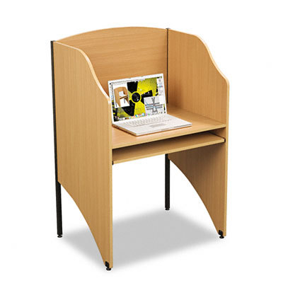 Balt floor privacy study carrel, teak laminate