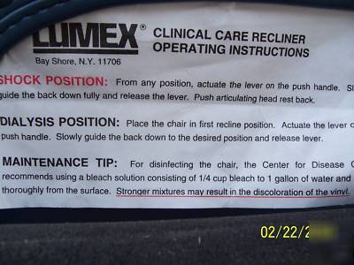 Lumex 577G427 medical clinical care 3 position recliner