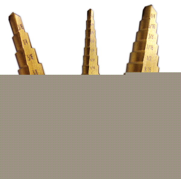 New 3 pc titanium step drill bit set uni bit neikousa 