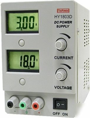 Tekpower regulated dc power supply variable 0-18V 0-3A